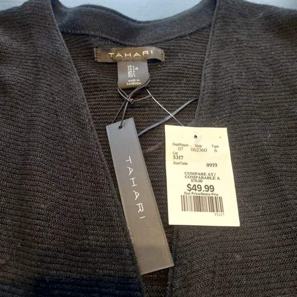 New with Tags Tahani Long Black Button Cuff Cardigan 50% Merino Wool size Large - Picture 6 of 14